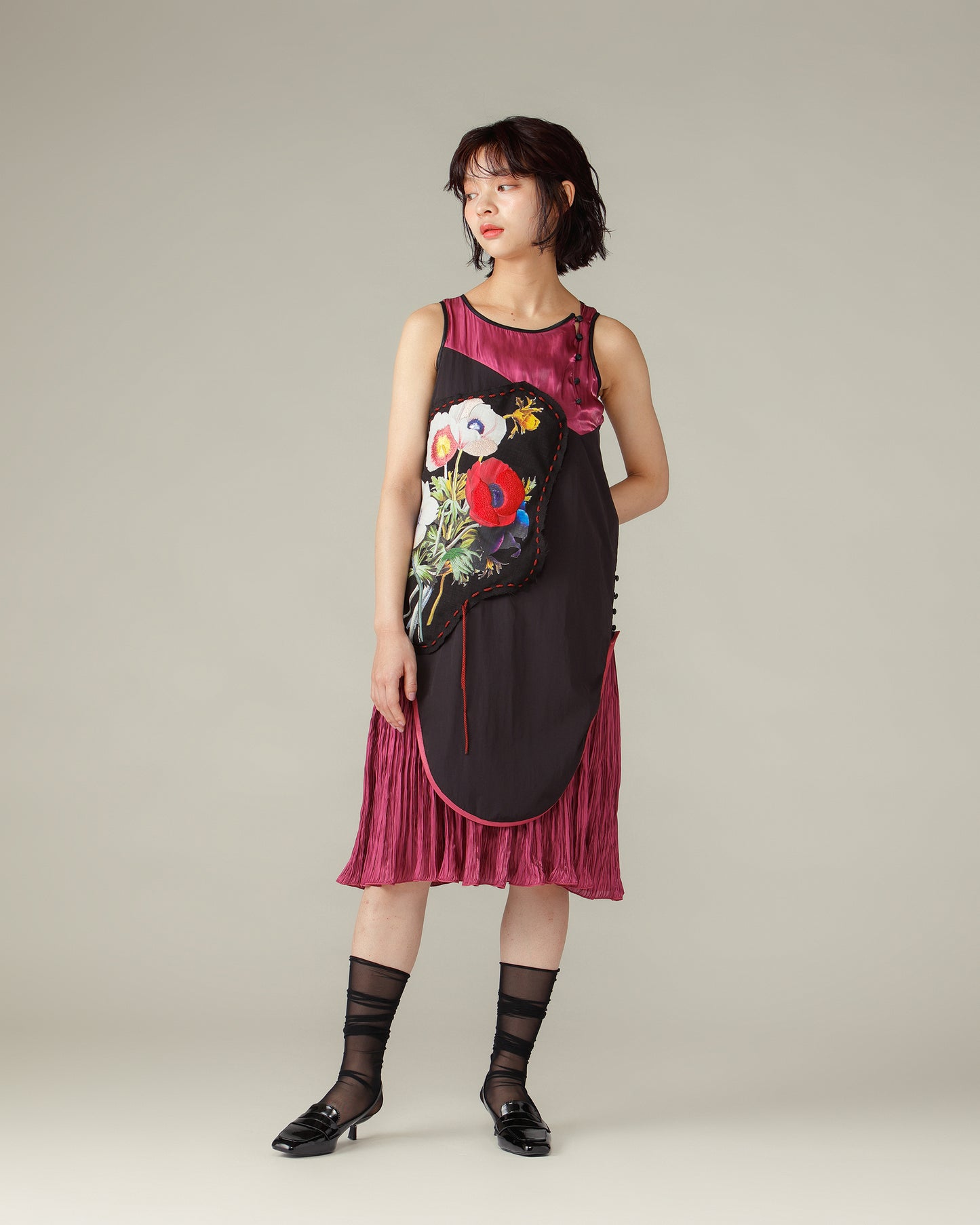 Flower Stitch Dress / Purple