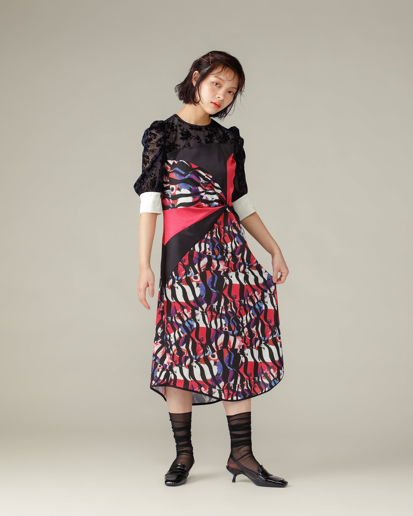 Twisted Print Dress / Pink
