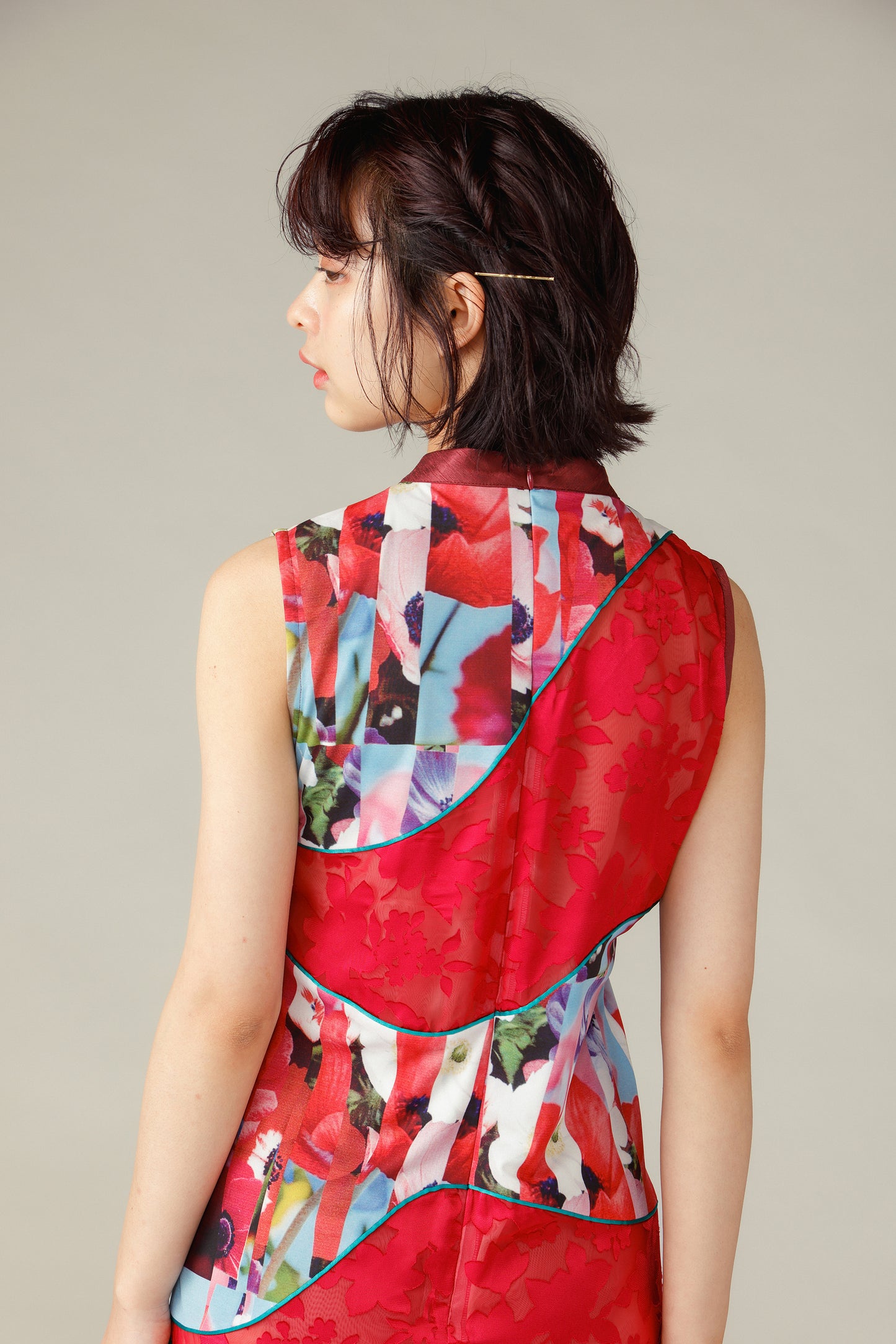 Mixed Flower Piping Dress / Pink