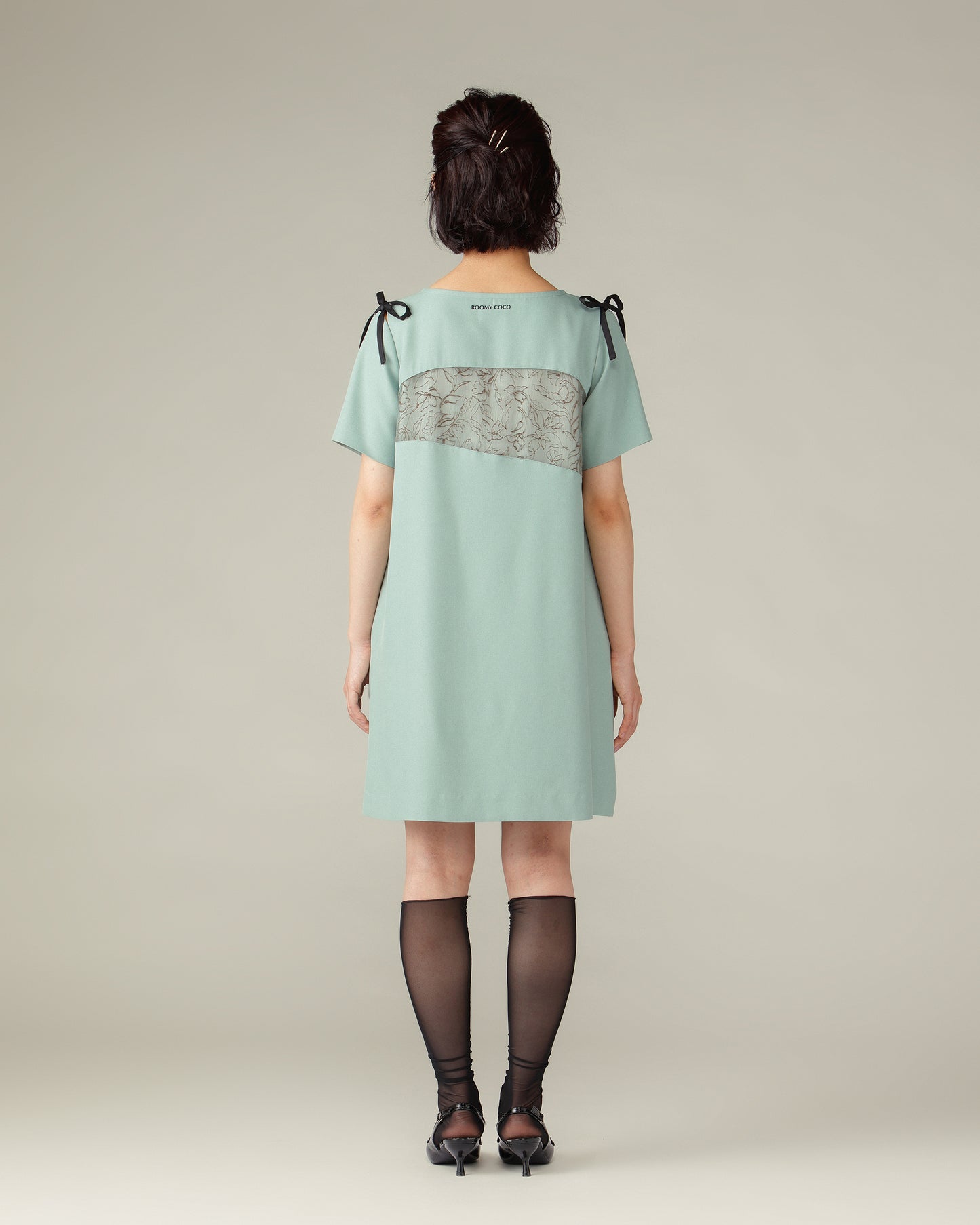 Flower Flocky Mini Dress / Green