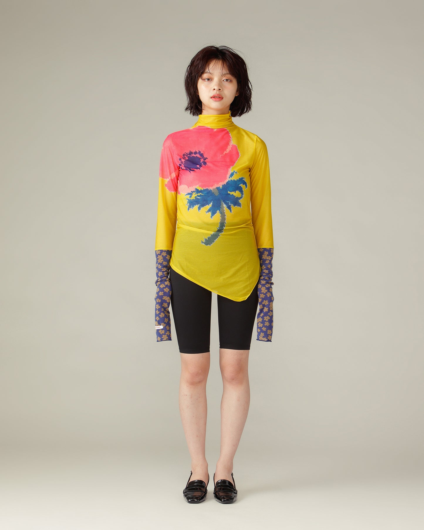 Switched Sleeves Sheer Tops / Yellow