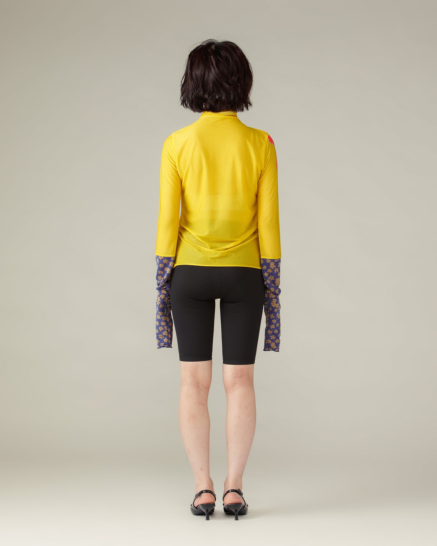 Switched Sleeves Sheer Tops / Yellow