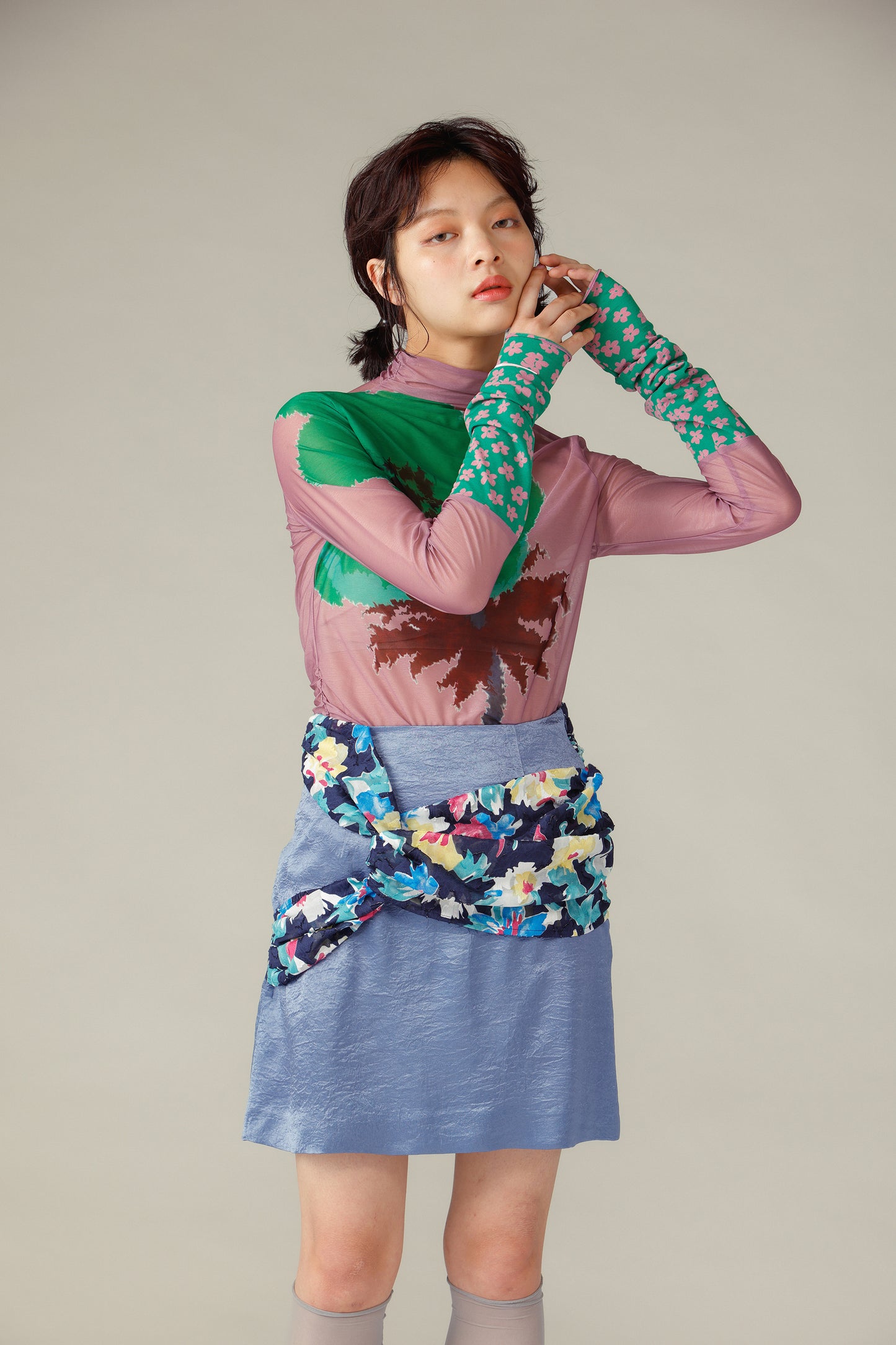 Twisted Mini Skirt / Blue