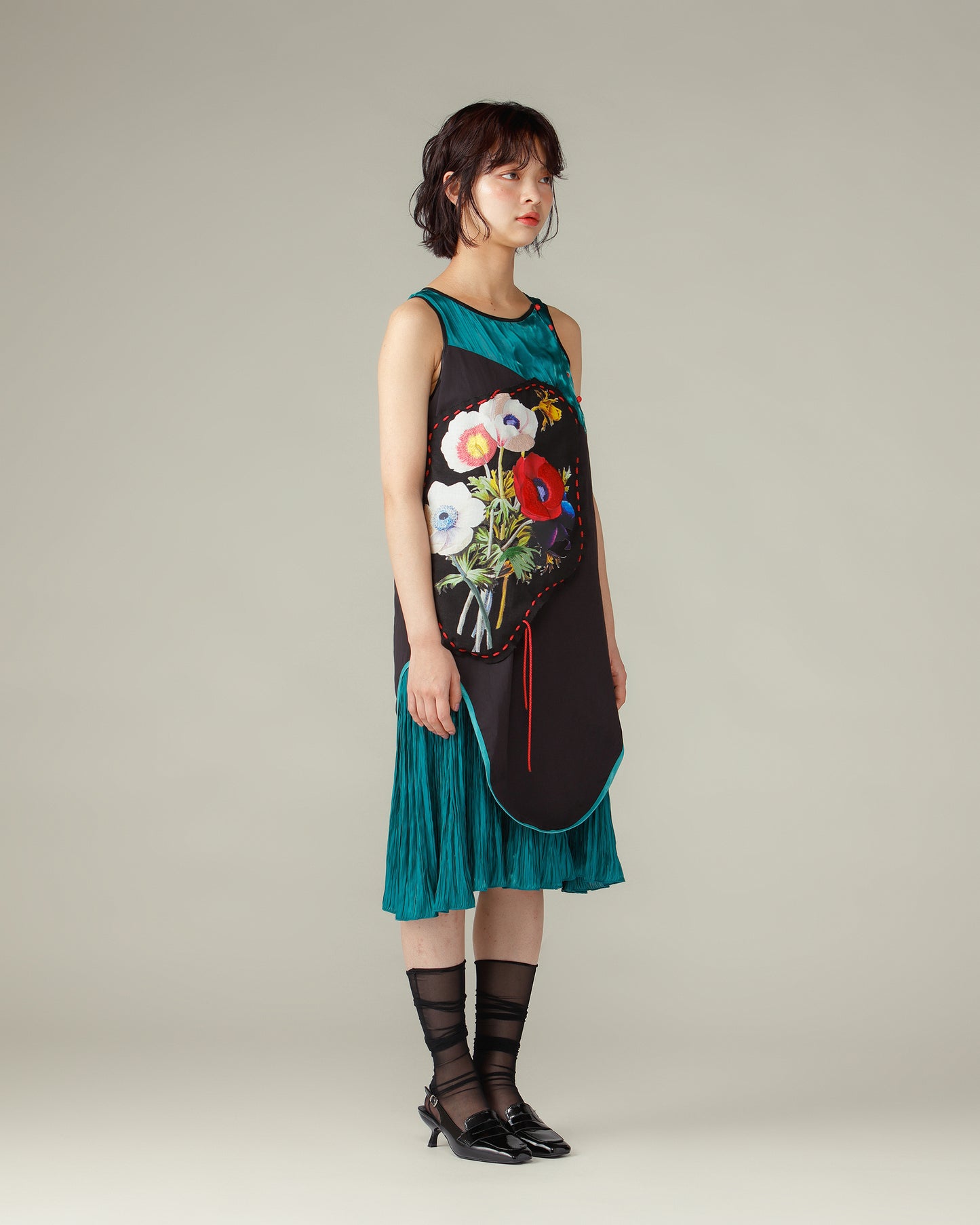 Flower Stitch Dress / Green