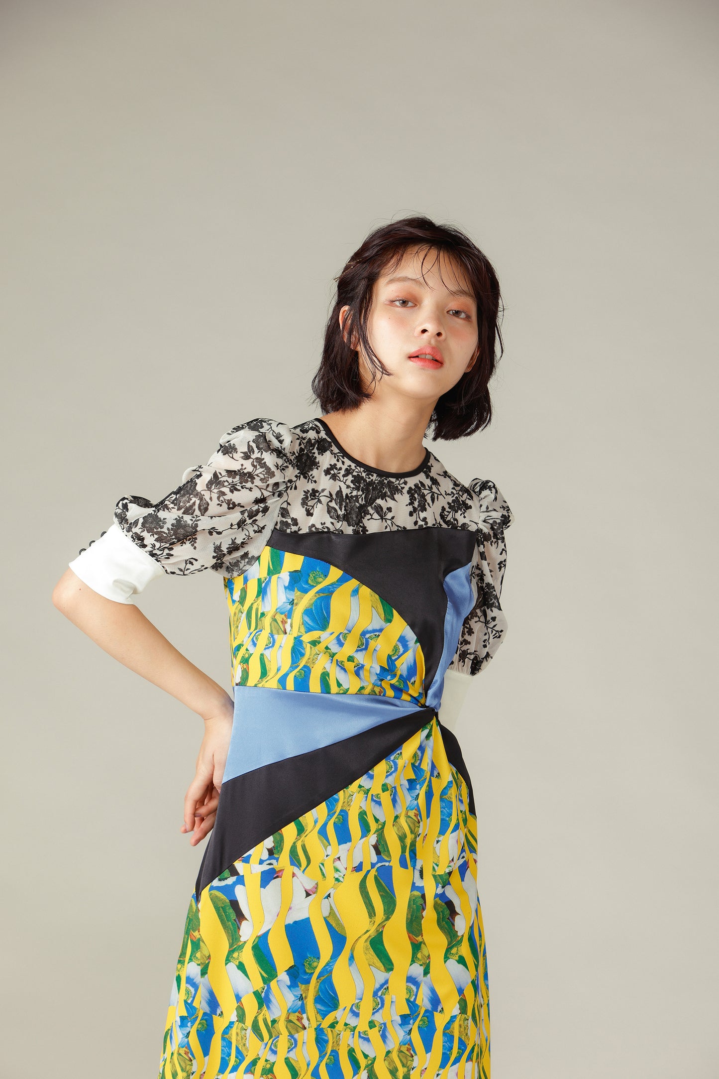 Twisted Print Dress / Blue